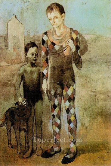 Two acrobats with a dog 1905 cubist Pablo Picasso Oil Paintings